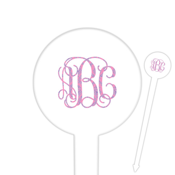 Custom Pink & Purple Damask Round Plastic Food Picks (Personalized)
