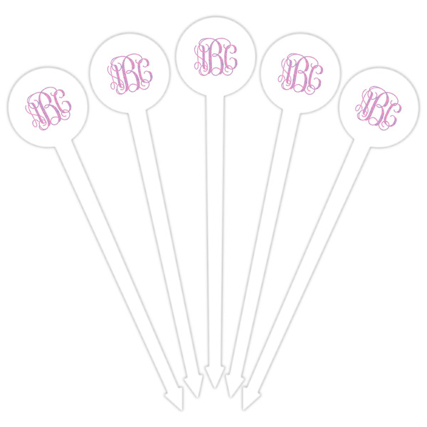 Pink & Purple Damask White Plastic 6" Food Pick - Round - Fan View