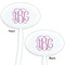 Pink & Purple Damask White Plastic 7" Stir Stick - Double Sided - Oval - Front & Back