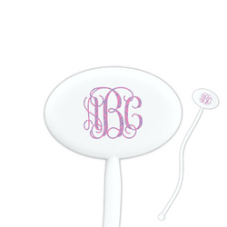 Pink & Purple Damask 7" Oval Plastic Stir Sticks - White - Double Sided (Personalized)