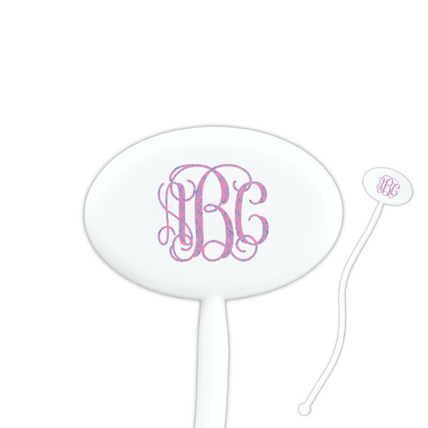 Custom Pink & Purple Damask Oval Plastic Stir Sticks (Personalized)