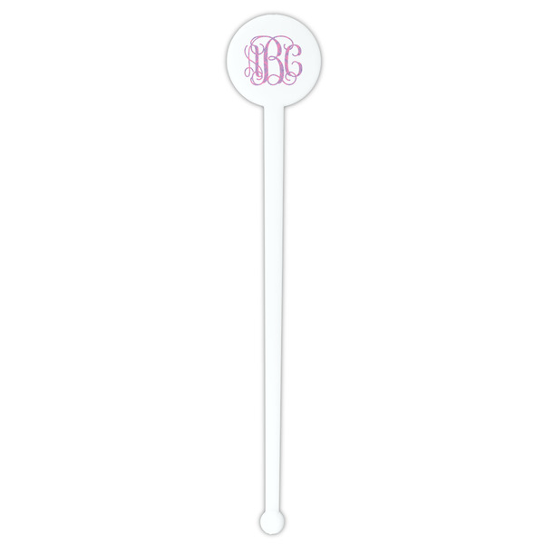 Pink & Purple Damask White Plastic 7" Stir Stick - Round - Single Stick