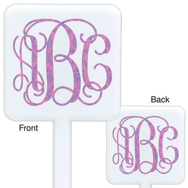 Pink & Purple Damask White Plastic Stir Stick - Double Sided - Approval