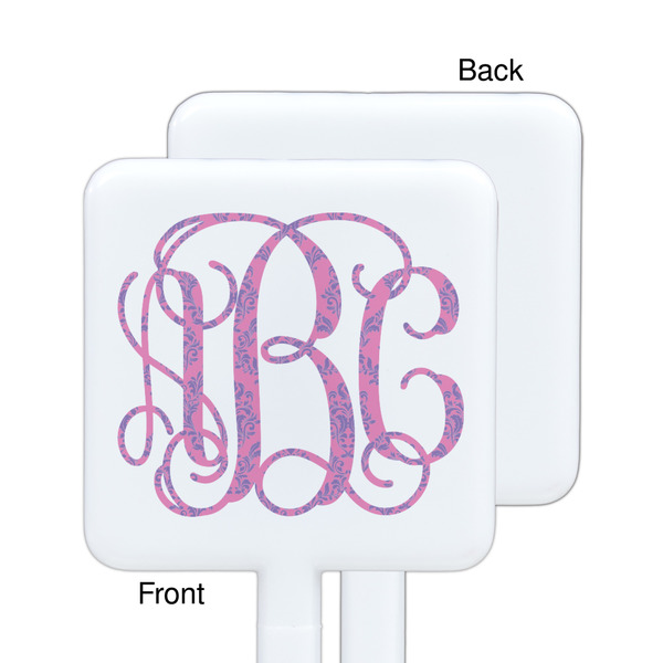 Pink & Purple Damask White Plastic Stir Stick - Single Sided - Square - Approval