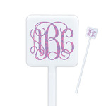 Pink & Purple Damask Square Plastic Stir Sticks - Double Sided (Personalized)