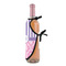 Pink & Purple Damask Wine Bottle Apron - DETAIL WITH CLIP ON NECK