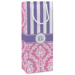 Pink & Purple Damask Wine Gift Bags - Gloss (Personalized)
