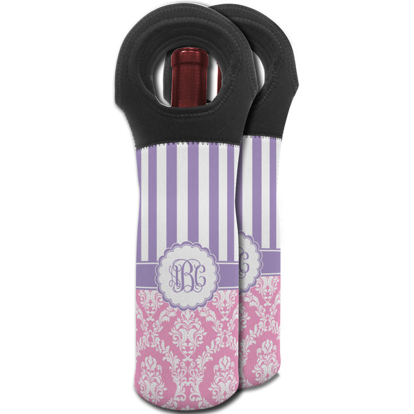 Pink & Purple Damask Wine Tote Bag - MAIN