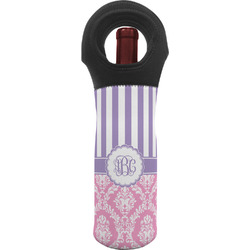 Pink & Purple Damask Wine Tote Bag (Personalized)