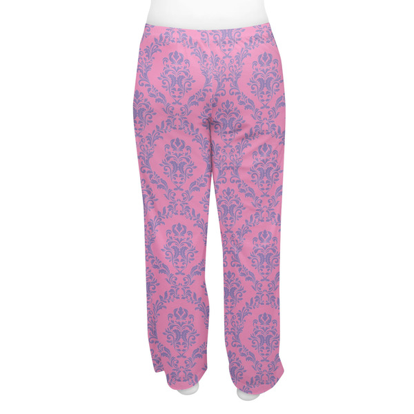 Pink & Purple Damask Women's Pj on model - Back