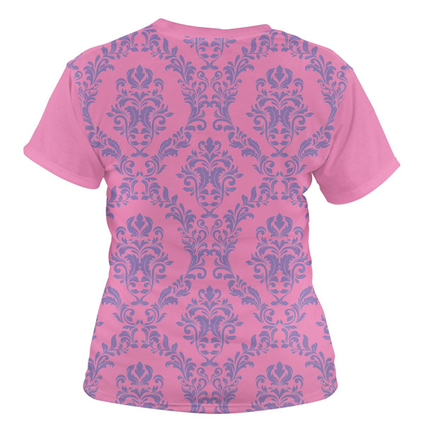 Pink & Purple Damask Women's T-shirt Back