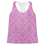 Pink & Purple Damask Womens Racerback Tank Top - X Small