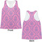 Pink & Purple Damask Womens Racerback Tank Tops - Medium - Front and Back