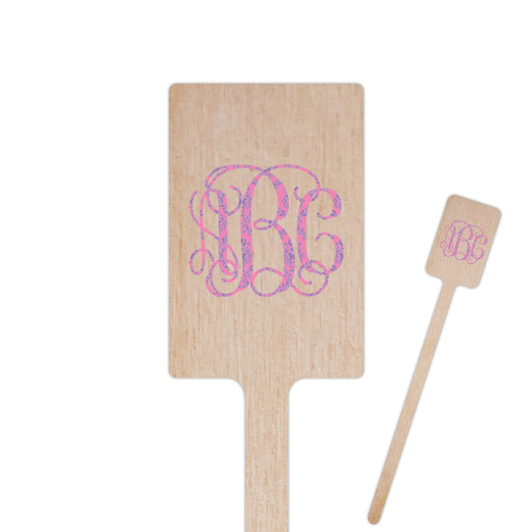 Custom Pink & Purple Damask 6.25" Rectangle Wooden Stir Sticks - Single Sided (Personalized)