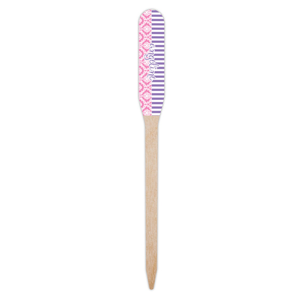 Pink & Purple Damask Wooden Food Pick - Paddle - Single Pick