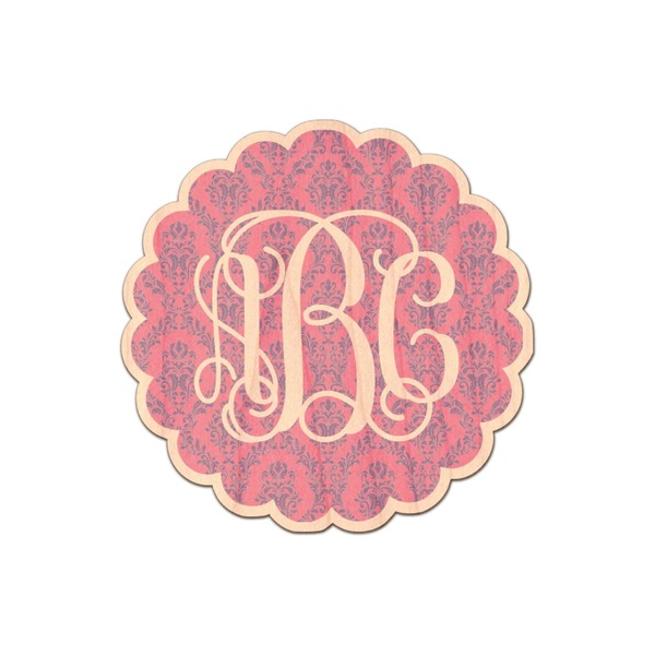 Custom Pink & Purple Damask Genuine Maple or Cherry Wood Sticker (Personalized)