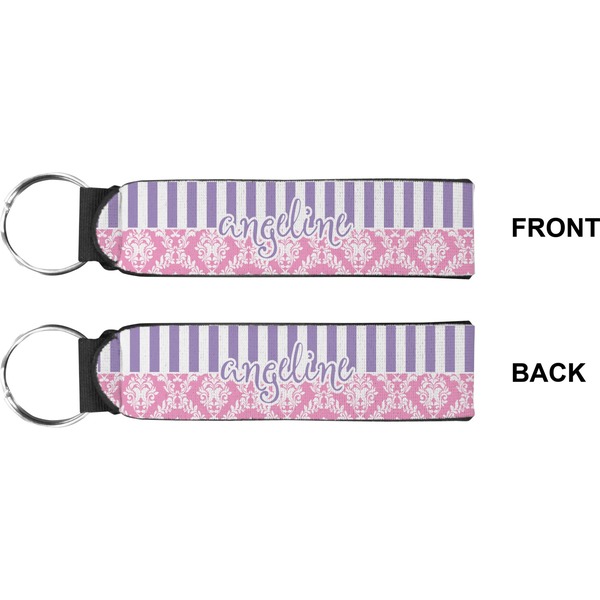 Pink & Purple Damask Wristlet (Front + Back)