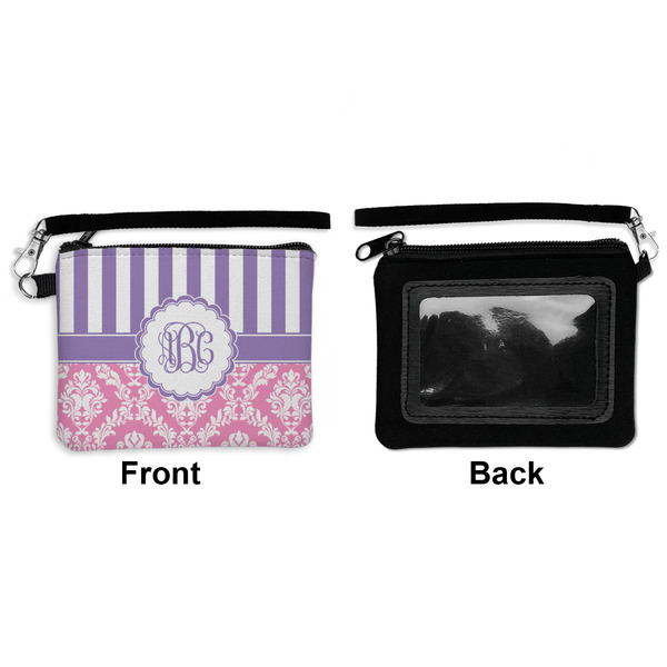 Pink & Purple Damask Wristlet ID Cases - Front & Back