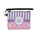 Pink & Purple Damask Wristlet ID Case w/ Monogram