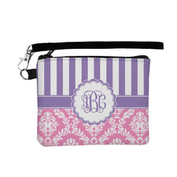 Pink & Purple Damask Wristlet ID Case w/ Monogram
