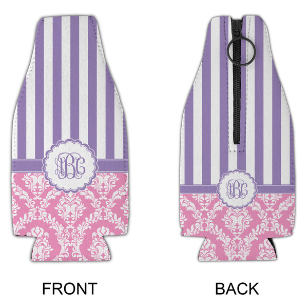 Pink & Purple Damask Zipper Bottle Cooler - APPROVAL