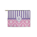 Pink & Purple Damask Zipper Pouch - Small - 8.5"x6" (Personalized)