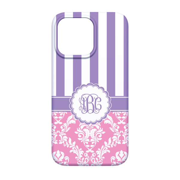 Pink & Purple Damask iPhone 13 Case - Back