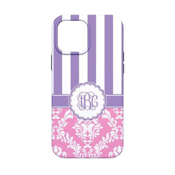 Pink & Purple Damask iPhone 13 Mini Tough Case - Back