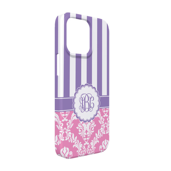 Custom Pink & Purple Damask iPhone Case - Plastic - iPhone 13 Pro (Personalized)