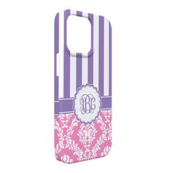 Pink & Purple Damask iPhone Case - Plastic - iPhone 13 Pro Max (Personalized)