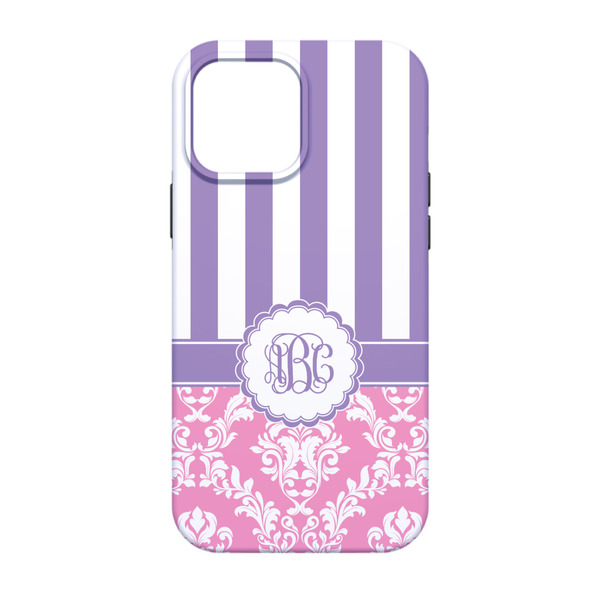 Pink & Purple Damask iPhone 13 Pro Tough Case - Back