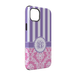Pink & Purple Damask iPhone Case - Rubber Lined - iPhone 14 (Personalized)