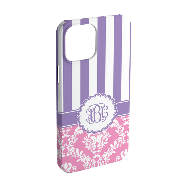 Custom Pink & Purple Damask iPhone Case - Plastic - iPhone 15 (Personalized)