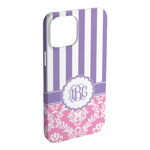 Custom Pink & Purple Damask iPhone Case - Plastic (Personalized)