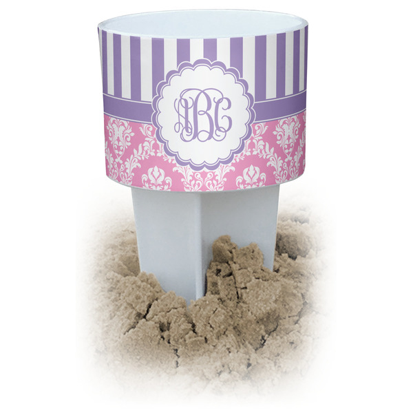 Custom Pink & Purple Damask Beach Spiker Drink Holder (Personalized)