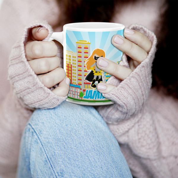 Superhero in the City 11oz Coffee Mug - LIFESTYLE
