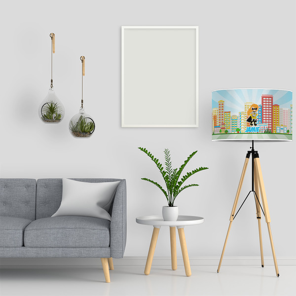Superhero in the City 12" Drum Lampshade - LIFESTYLE