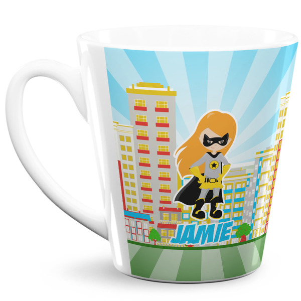 Custom Superhero in the City 12 Oz Latte Mug (Personalized)