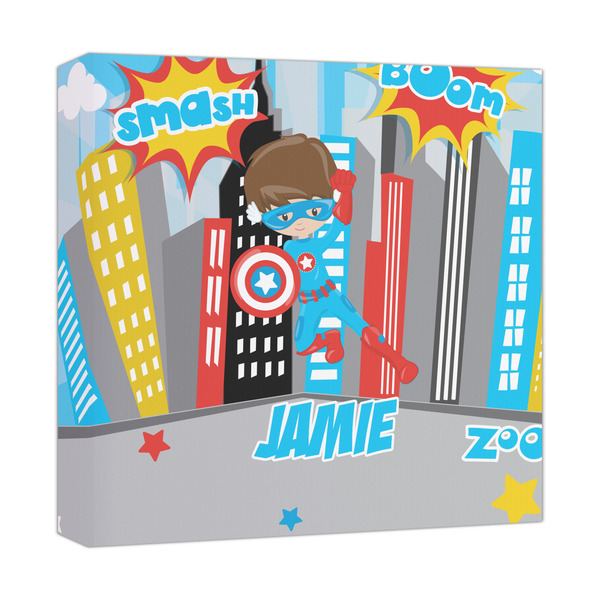 Custom Superhero in the City Canvas Print - 12x12 (Personalized)