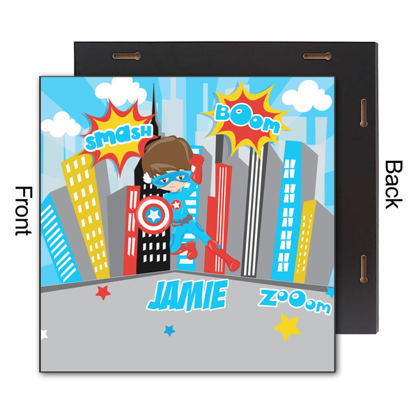 Superhero in the City 12x12 Wood Print - Front & Back View