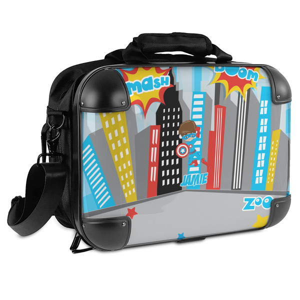 Custom Superhero in the City Hard Shell Briefcase - 15" (Personalized)