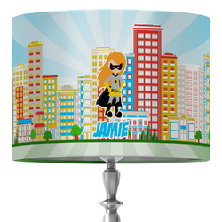 Superhero in the City 16" Drum Lamp Shade - Fabric (Personalized)