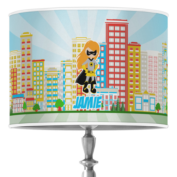 Custom Superhero in the City Drum Lamp Shade (Personalized)