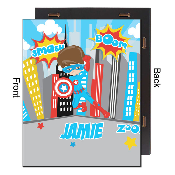 Superhero in the City 16x20 Wood Print - Front & Back View