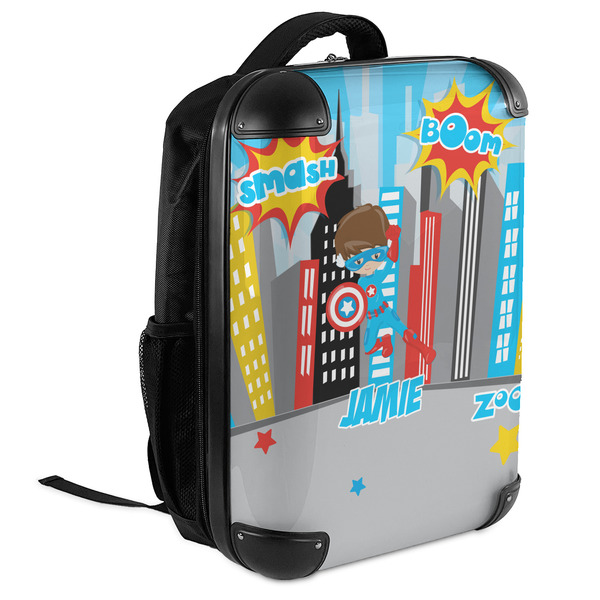 Superhero in the City 18" Hard Shell Backpacks - ANGLED VIEW