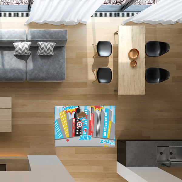 Superhero in the City 2'x3' Indoor Area Rugs - IN CONTEXT