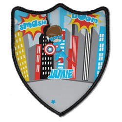 Superhero in the City Iron On Shield Patch B w/ Name or Text