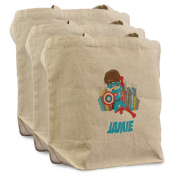 Superhero in the City Reusable Cotton Grocery Bags - Set of 3 (Personalized)