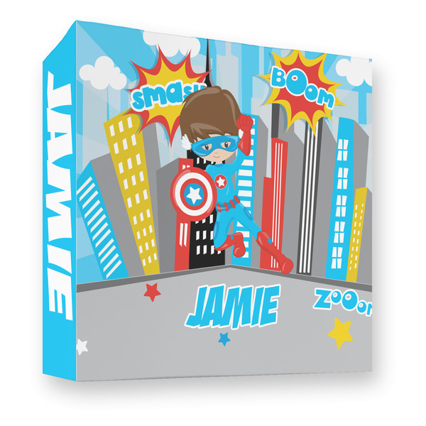 Custom Superhero in the City 3 Ring Binder - Full Wrap - 3" (Personalized)