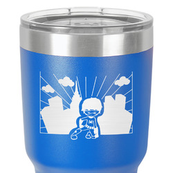 Superhero in the City 30 oz Stainless Steel Tumbler - Royal Blue - Single-Sided